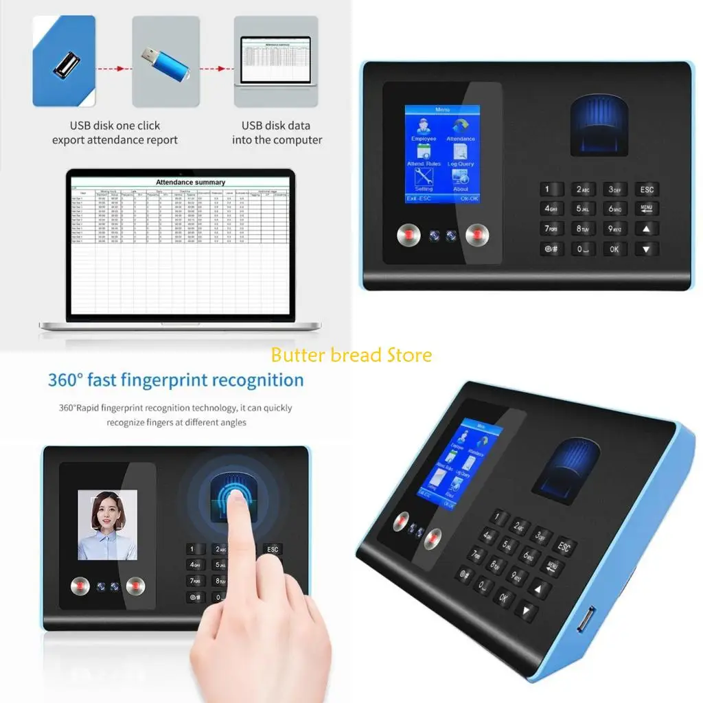 W89C مسجل ساعة الوقت الوجه البيومترية بصمة كلمة المرور آلة حضور الموظفين 2.8in شاشة التعرف السريع