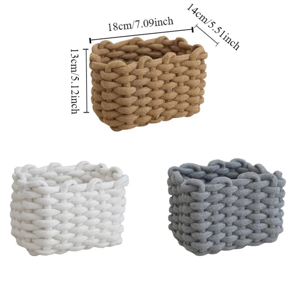 Nordic Style Woven Basket Rectangular Hand-woven Storage Basket Multi-functional Desktop Organize Baskets Desktop Storage