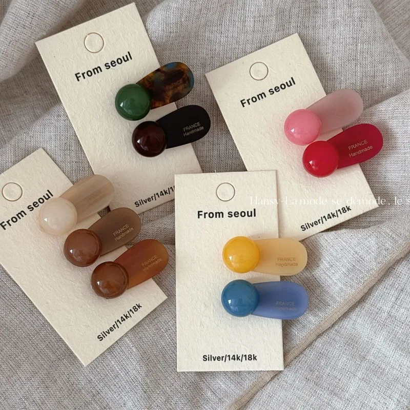 

Vintage Round Ball Acrylic Small Hair Clip New Korean Side Bangs Clip Hair Accessory Cute Duckbill Clip Hair Ornament
