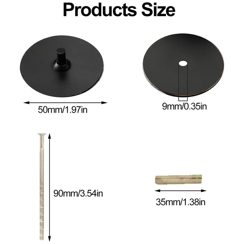 8 عبوات من لوحة غطاء فتحة الباب، لوحة حشو فتحة مقبض الباب، مسامير توصيل معدنية لوحة غطاء ديدبولت (أسود)-AT30 #6