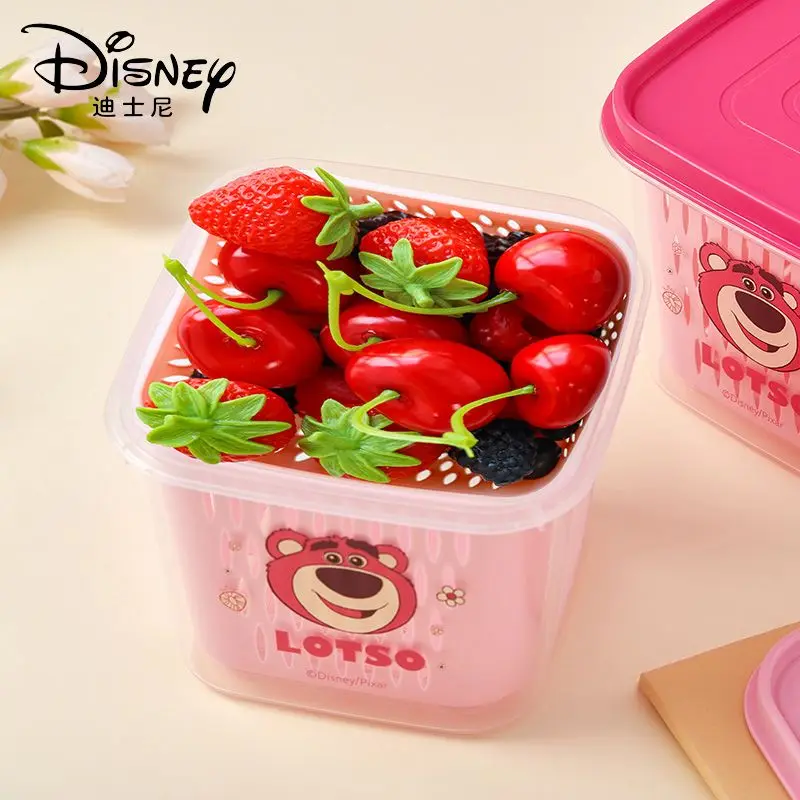 Kawaii Disney Lotso New Creative Cartoon Print Pattern Dry and Wet Separation Fruit Draining Basket Storage Box Gift Wholesale