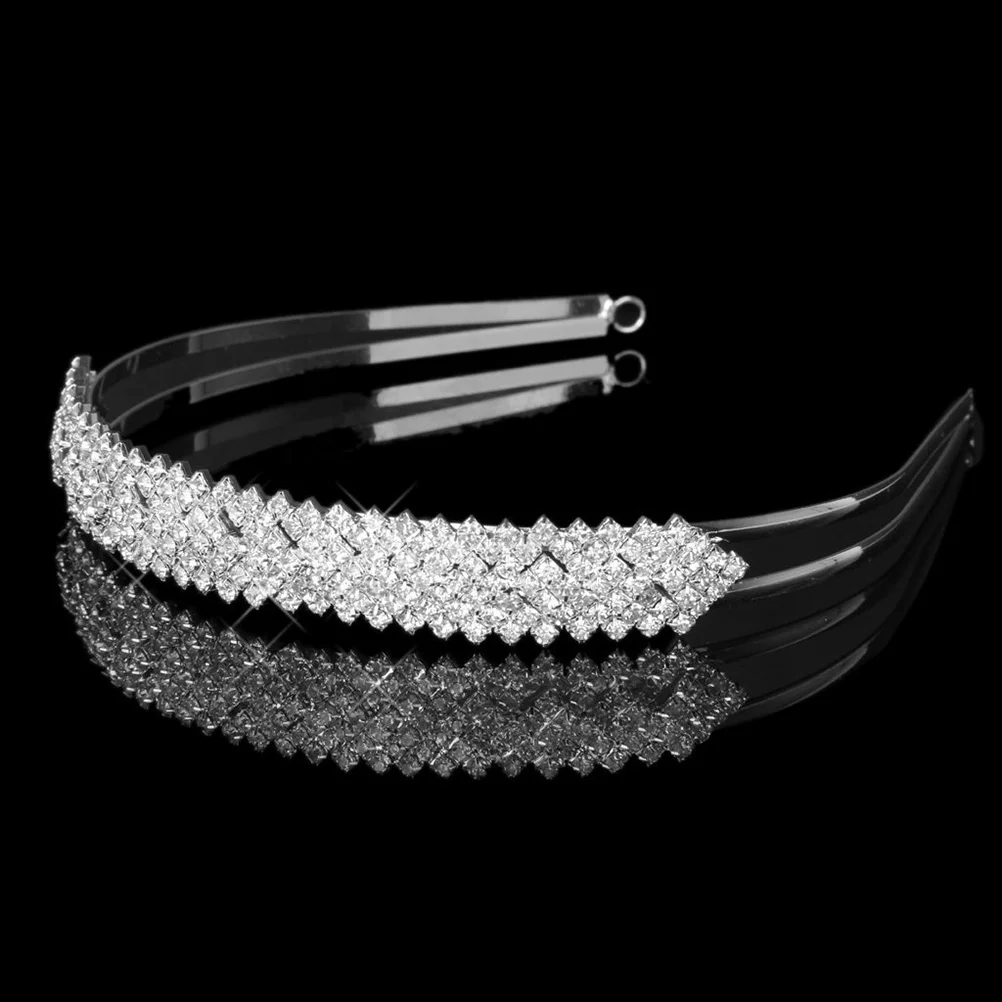 Diademas para mujer Pin Crystal Hairband Rhinestone Barrettes Tiara plateada para mujer