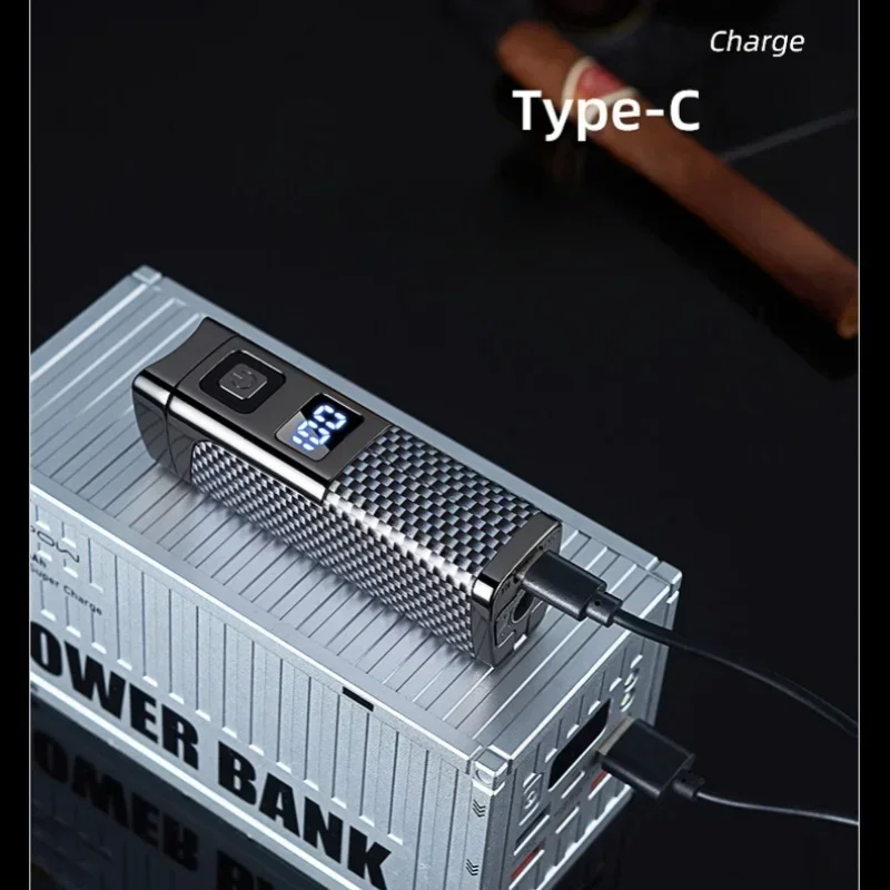 Creative Three Fire Direct Charging Blue Flame Cigar Special Spark Lighter Gas Electric 2-in-1 Portable Igniter view 6