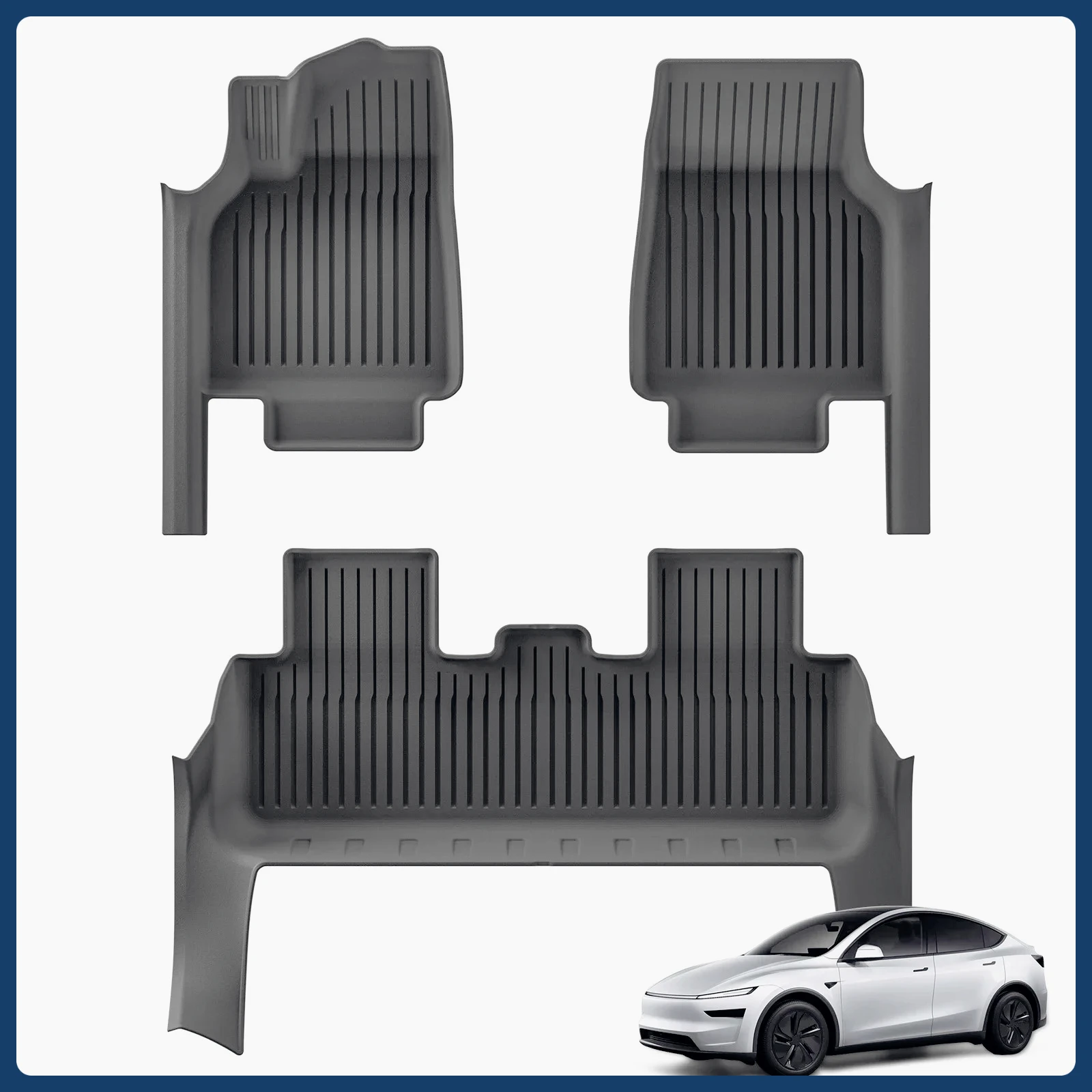 

for Tesla Model Y 2025 Floor Mats TPE Full Set with Door Sill Protector Cover Black for 5 Seats Car Accessories