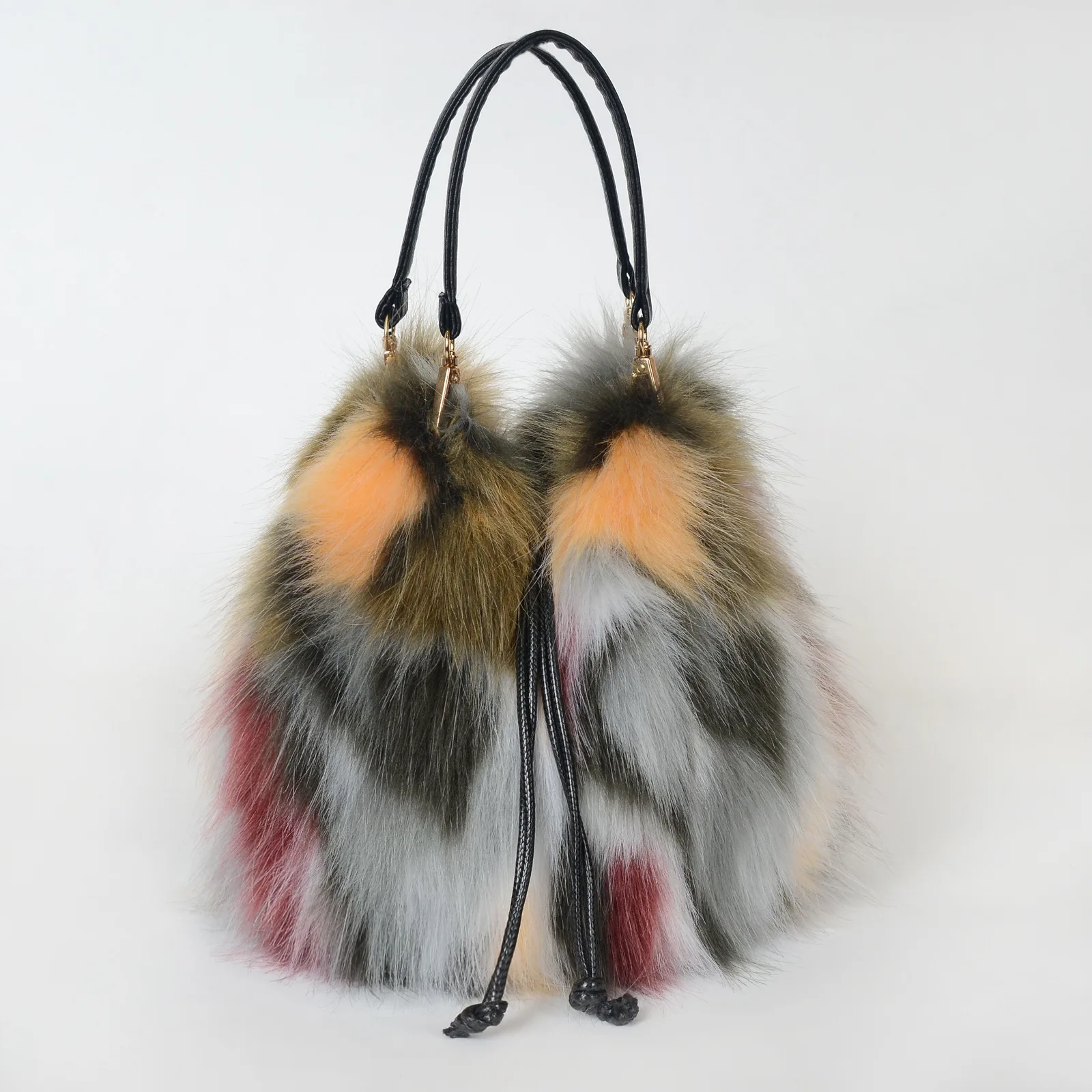 Modische Herbst-Winter Kunstfell-Handtasche Luxuriöse Bucket Bag für Damen Fell-Tragetasche Kunstwaschbärfell Hochwertige Handtasche – Detail 20