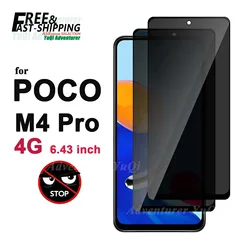 Anti Spy Screen Protector For POCO M4 Pro 4G Tempered Glass Privacy Peep Scratch 9H Case Friendly High Aluminum
