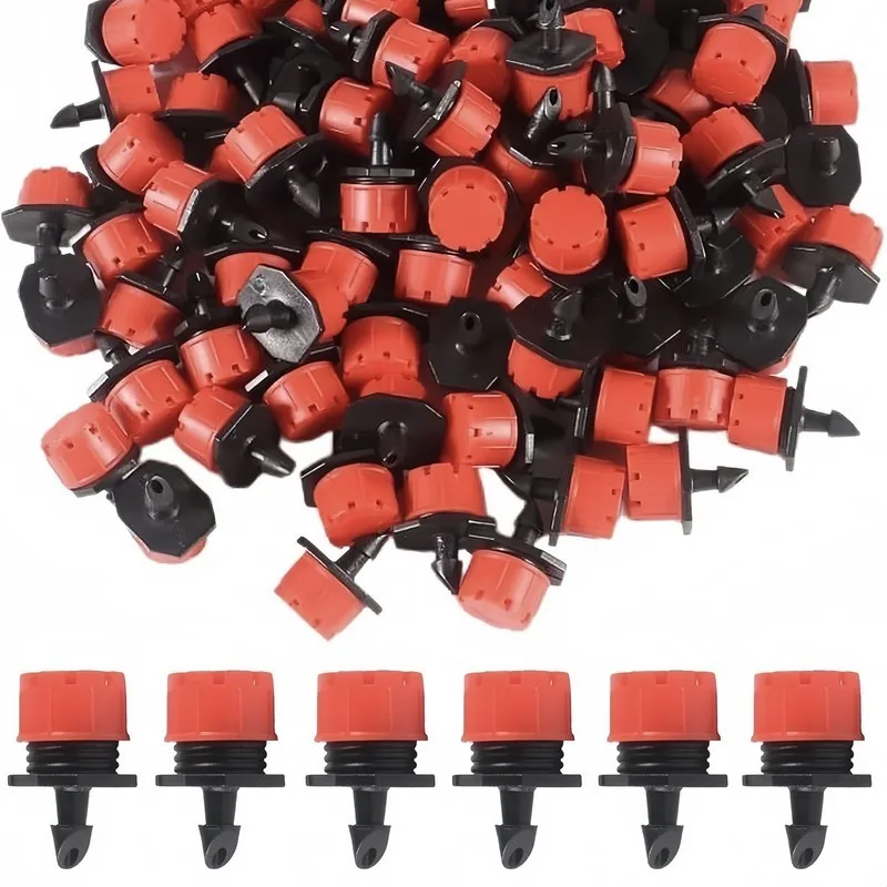 20Pcs 8-hole red cap sprinkler, adjustable, anti-clog, for farm, lawn, fruit tree, drip irrigation accessory