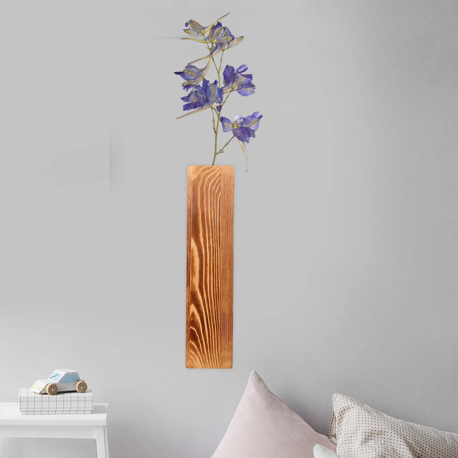 

Flower Planter Wooden Tall For Indoor Plants Wall Mounted Plant Holder Vintage Wood Planter Box Living Wall Decor Air Plant Vase