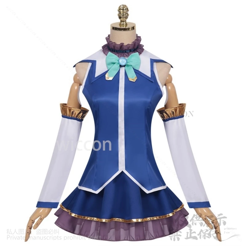 كوميك كون أكوا كوسبلاي JK زي مدرسي أنيمي كونو سوبا نعمة الله هذا العالم الرائع فستان مُصمم حسب الطلب شعر مستعار أزرق مخصص