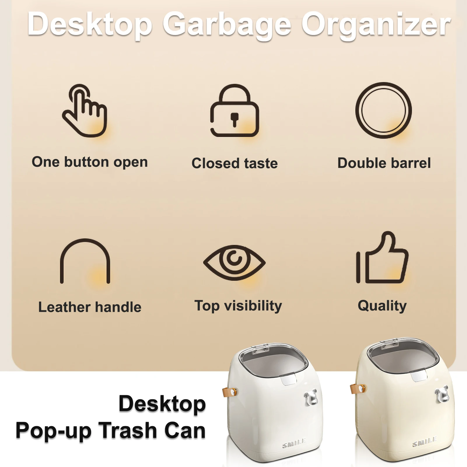 Desktop Trash Can Paper Box Storage Barrel With Lid Office Portable Cleaning Barrel Student Dormitory Waste Paper Trash Bin