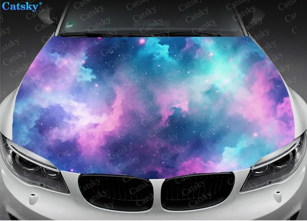 Night Sky with Stars Car Hood Vinyl Stickers Wrap Vinyl Film Engine Cover Decals Sticker Universal Car Hood Protective Film