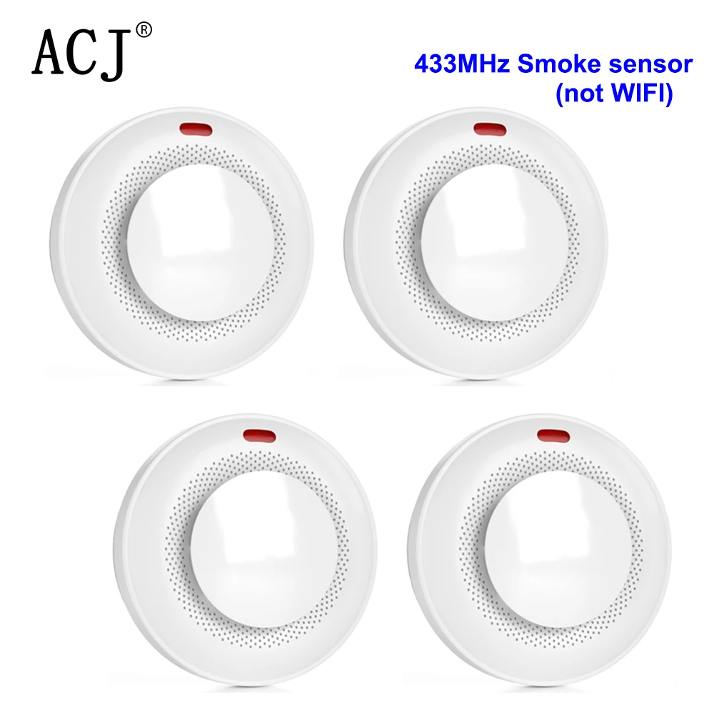 

ACJ 433MHz Wireless Fire Protection Smoke Alarm Sensor Independent Alarm Detector For Home Security Alarm System PG103 107 H501