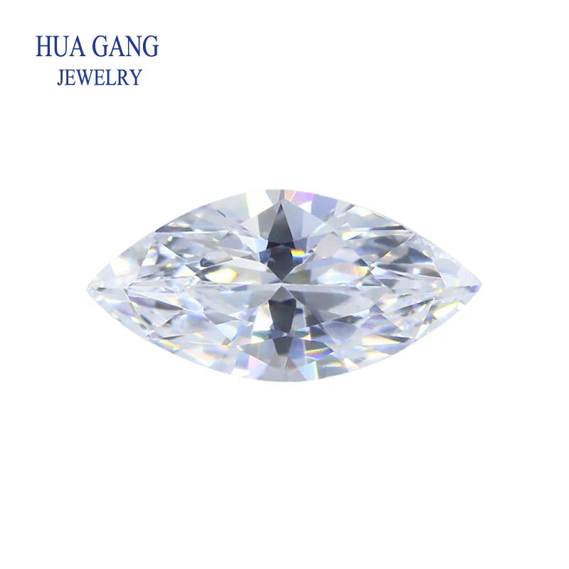 7A White Cubic Zirconia Stone Marquise Shape Brilliant Cut Synthetic CZ Gems For Jewelry Size 1.5x2.5~10x20mm