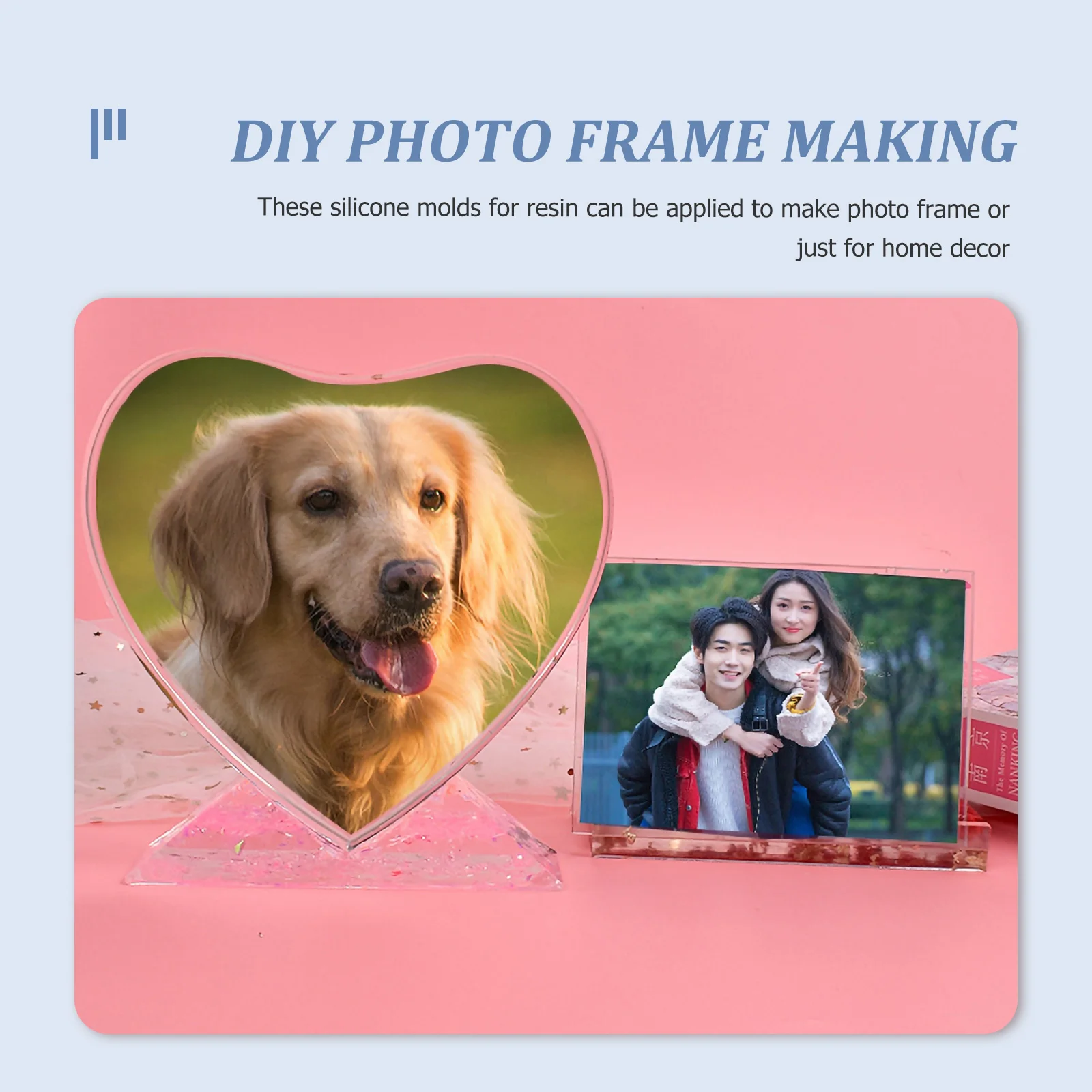 

3pcs Diy Silicone Molds Rectangular Heart Shaped Photo Frame Molds For Resin Epoxy Casting Crystal Drop Craft Molding Tools
