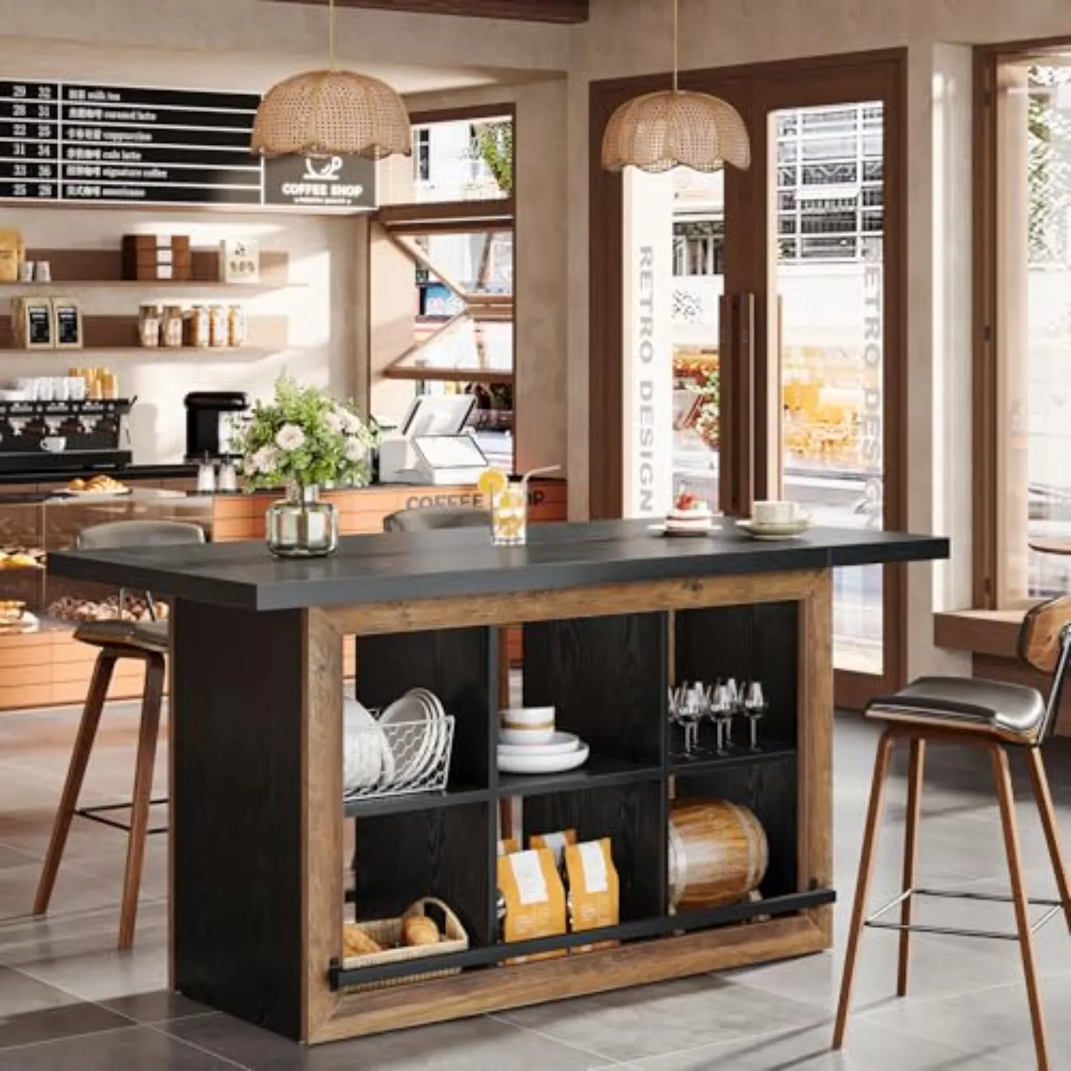 Bar Table with Storage, 62.6