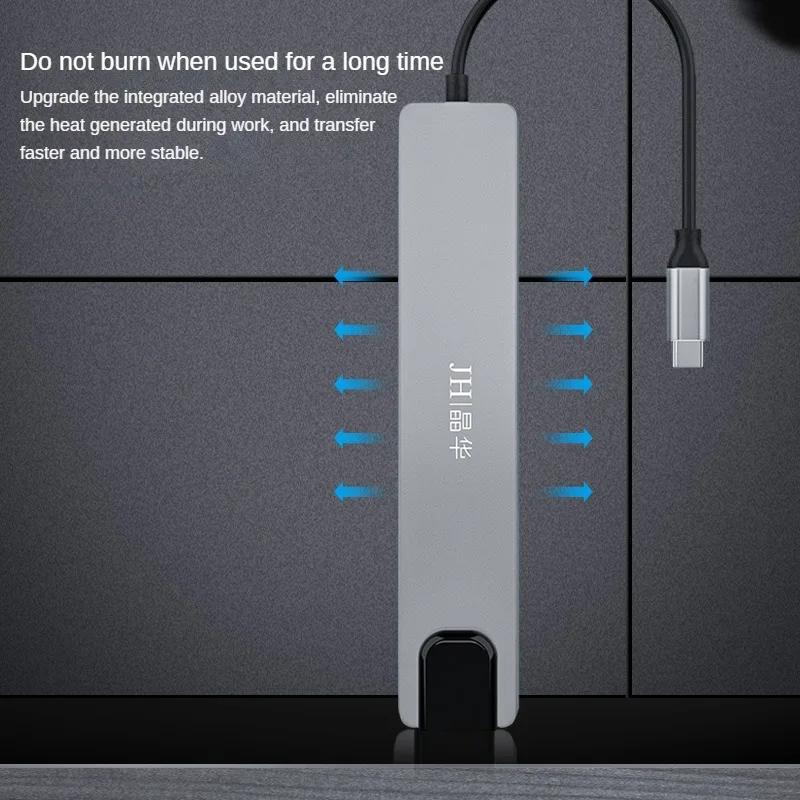 JINGHUA A 8-in-1 Type-C Docking Station, Equipped With HDMI 4K, USB 3.0, 100Mbps Ethernet, SD/TF, PD Charging Functions