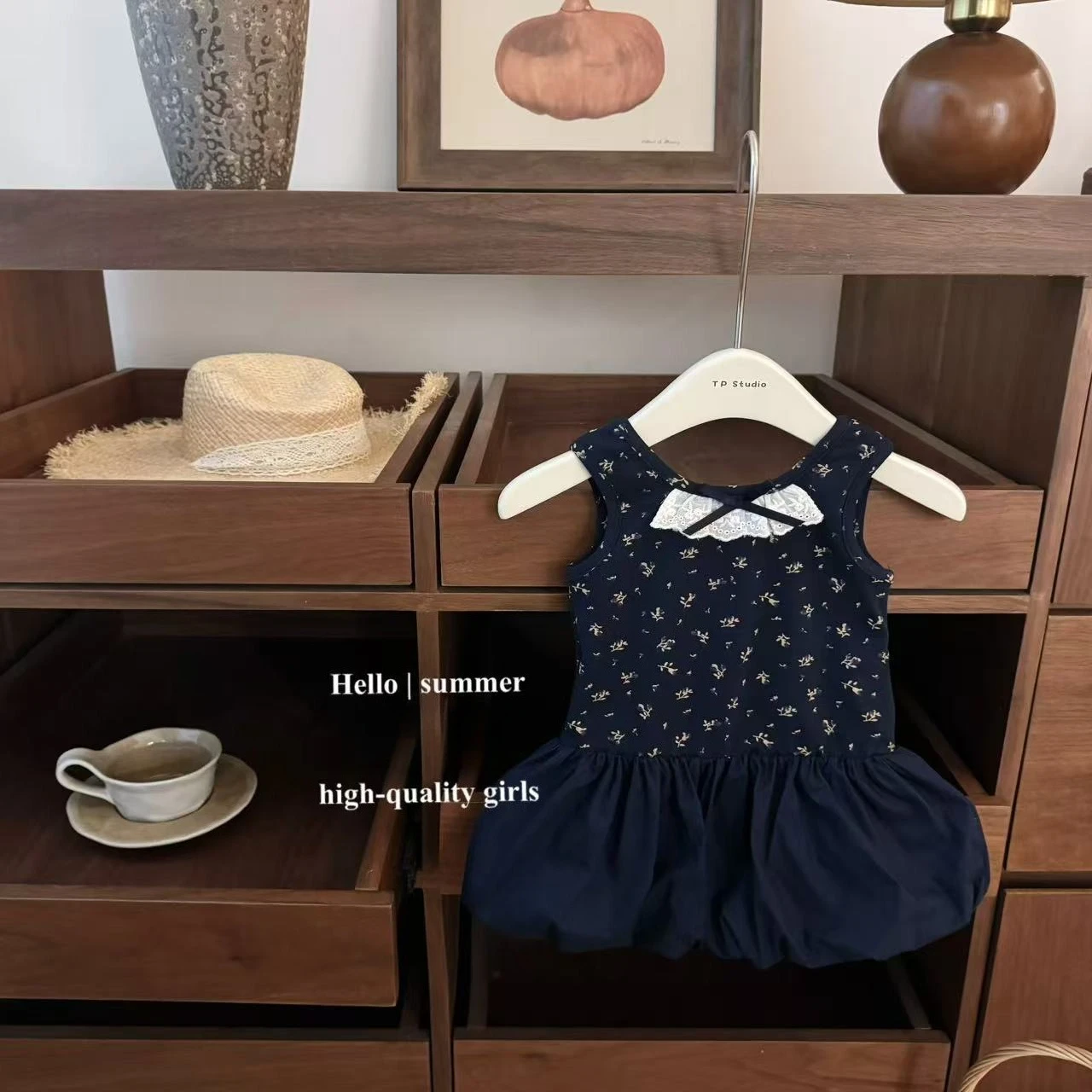 2026 Summer Korean Style Baby1-12Y  Girl Floral Dress, Sweet Cross Back Puff Bubble Skirt for 73-130cm
