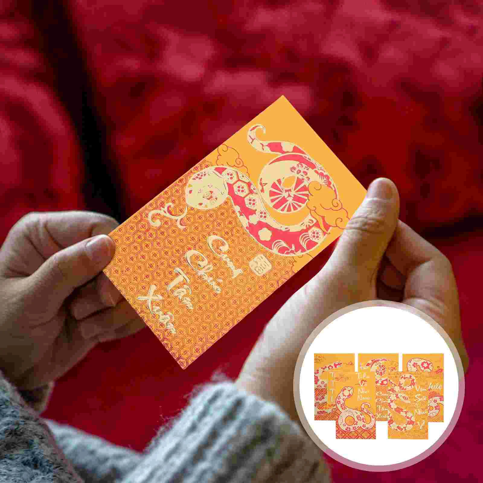 30 Pcs Year of The Snake Spring Festival Red Envelope Money Packet New Pouches Long Paper Envelopes Supply 2025