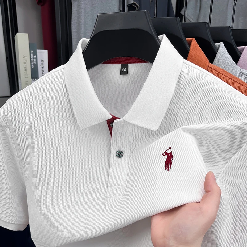 

Designer brand pure cotton short sleeve polo shirt men fashion exquisite pony embroidery new summer T-shirt comfort casual top