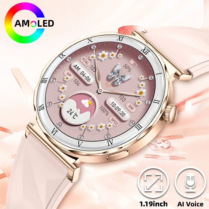 

LIGE 1.19" Ultra-Slim AMOLED HD Display Sport Fitness Tracker Heart Rate Smartwatch Bluetooth Call Waterproof Smart Watch Women