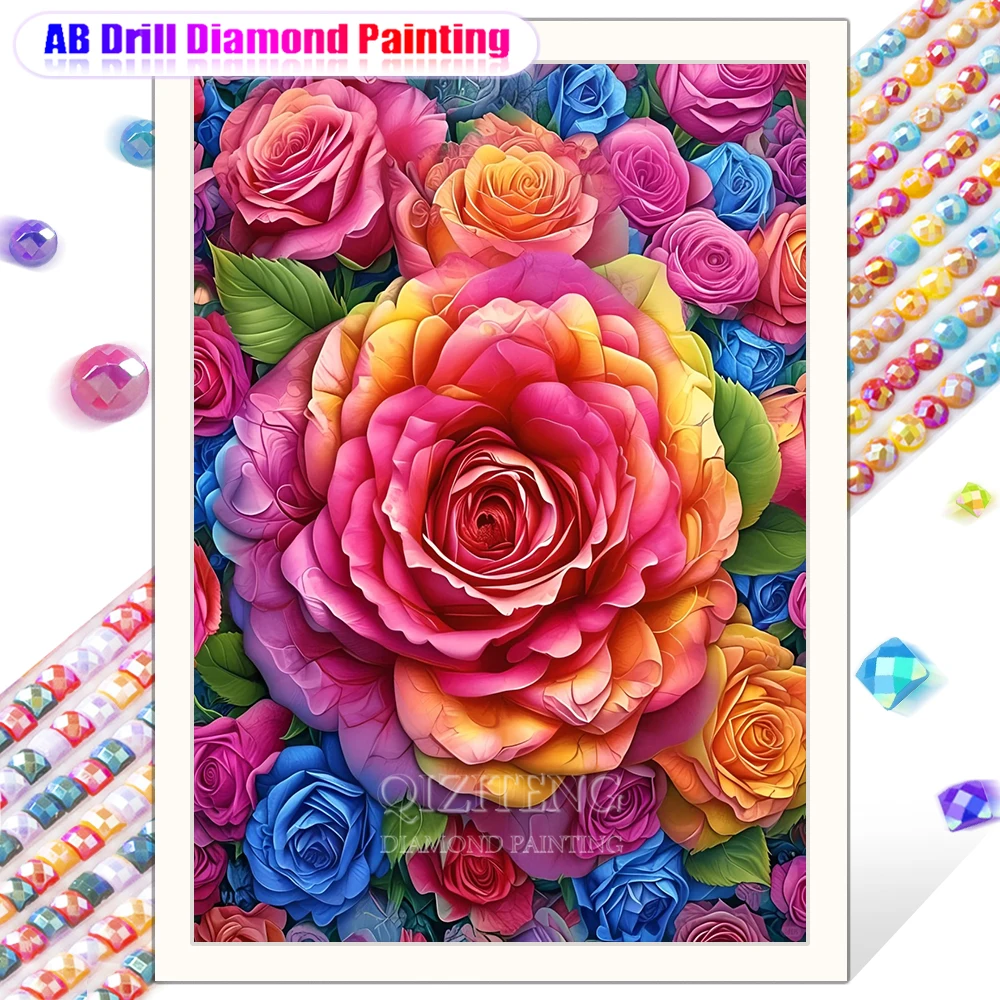 AB Diamant Malerei Rose Blume Diamant Mosaik Stickerei Kreuz Stich DIY Schöne Landschaft Hause Dekoration Geschenk Neues Produkt