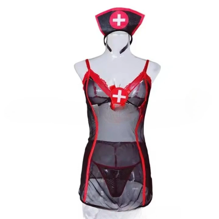 Set Lingerie Seksi Baru Set Pakaian Dalam Erotis Bra dan Celana Dalam Seksi Renda Porno Transparan Kostum Garter Set Perawat Erotis Seksi Seksi