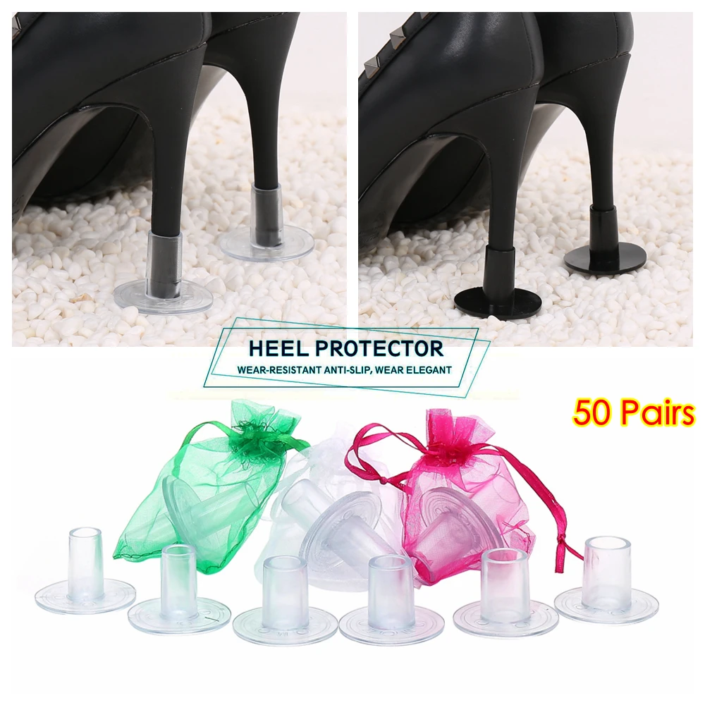 

50 Pairs High Heel Protectors High Heeler Stiletto Dancing Covers Antislip Silicone Heel Stopper For Bridal Wedding Party Favor