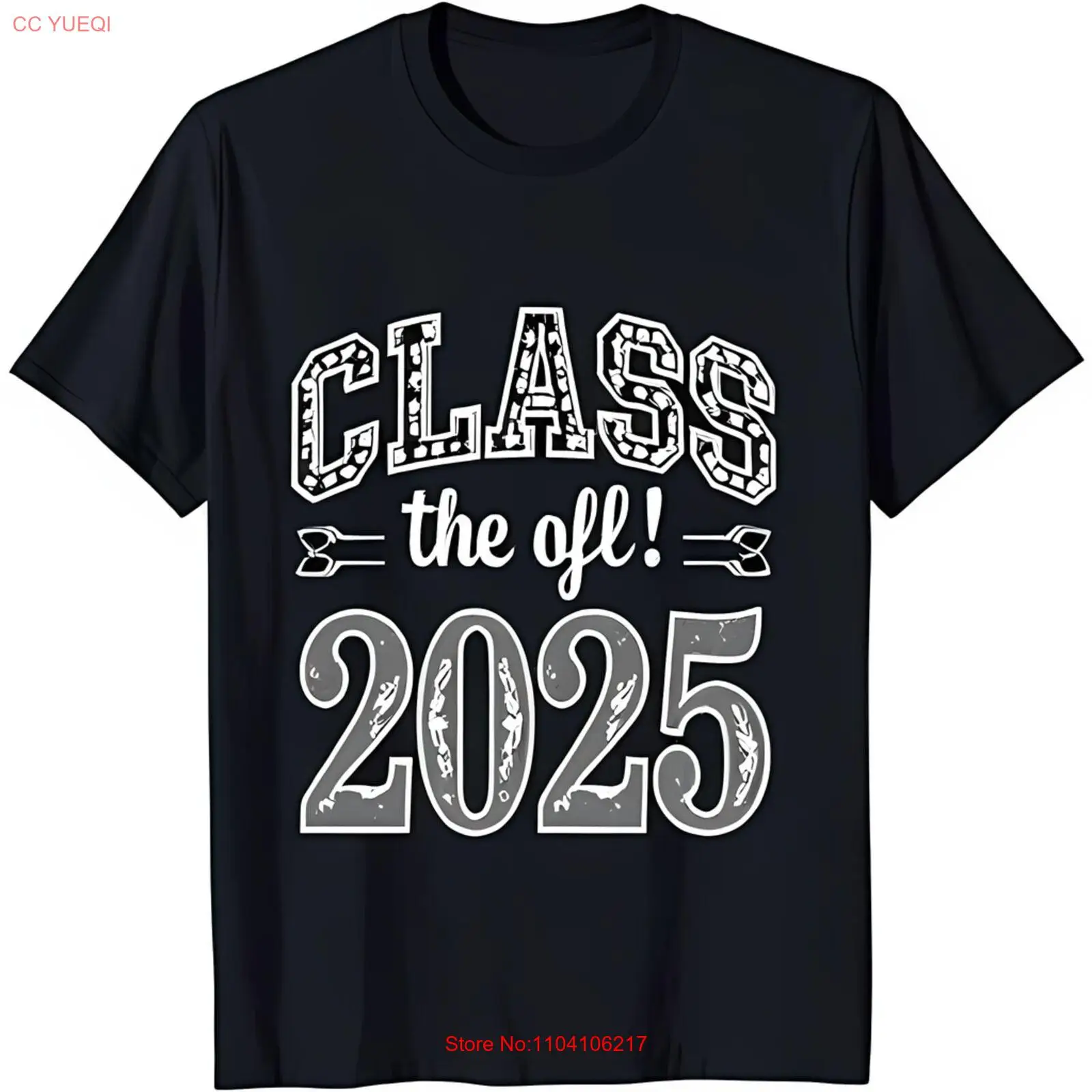 تي شيرت أسود أنيق بتصميم رسومي على شكل زهور "Class the Off 2025".