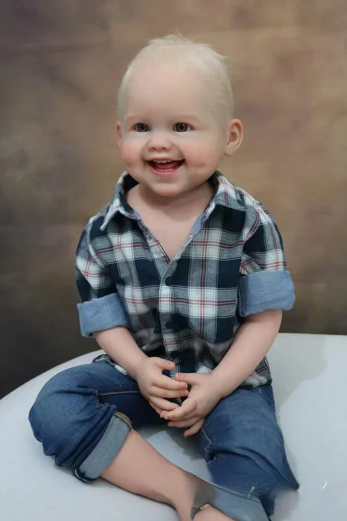 DLS Customized exclusive offer 29‘’Reborn Baby Dimple Boy Huge Boy With Hand-Rooted Short Blond Hair Christmas Gift