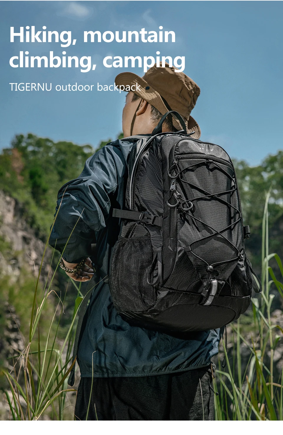 Tigernu Kletterrucksäcke für Herren, Outdoor-Tasche, wasserdichter Reiserucksack für Damen, leichter Sport-Rucksack für Herren, Wandertasche, Rucksack – Detail 4