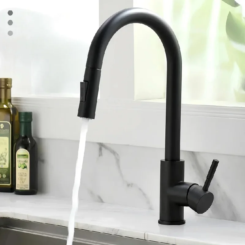 

Кухонный смеситель из нержавеющей стали с матовой отделкой, выдвижной кран для кухонной мойки, однорычажный смеситель для воды