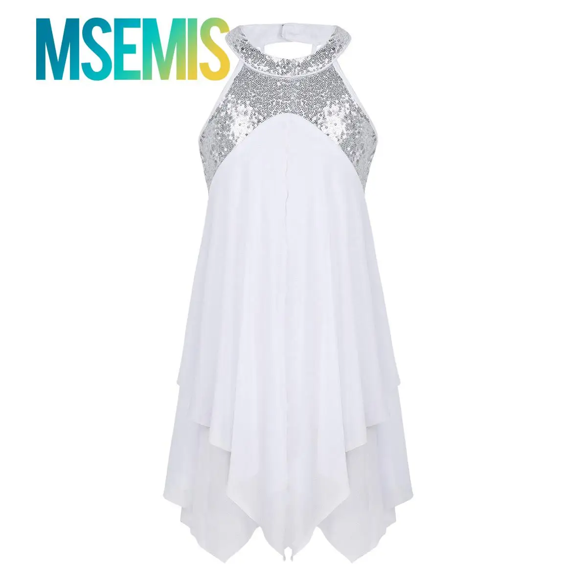 Dzieci dziewczyny balet liryczny nowoczesny współczesny sukienka do tańca towarzyskiego Halter cekiny w kratkę z powrotem Solo trykot sukienka