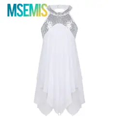 Crianças meninas ballet lírico moderno contemporâneo vestido de dança de salão cabresto lantejoulas criss cruz volta solo dança collant vestido