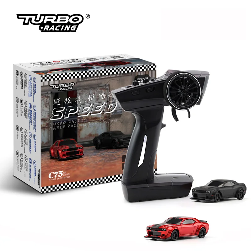 

Turbo Racing 1:76 C75 On Road RC Car Mini Full Proportional Remote Control Car Toys RTR Type-C Charging For Kids and Adults