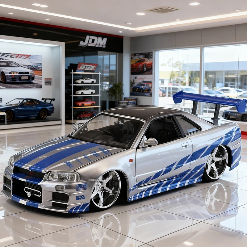 

JADA 1:24 Skyline GTR R34 2002 Alloy Car Diecasts & Toy Vehicles Car Model Miniature Scale Model Car For Children