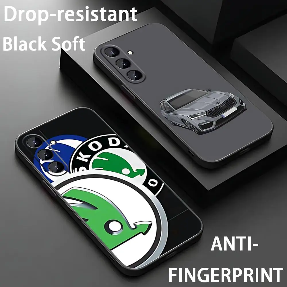 Super-Car-Design-Skodas-logo Phone Case For Samsung Galaxy S26 S25 S24 S23 S22 S21 Plus Ultra Fold A Soft Black