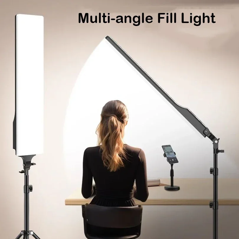 Rectangular LED Photo Studio Light Panel 3000K-6500K Video Fill Lamp & Tripod Stand Long Arm for Live Photography Lighting LED