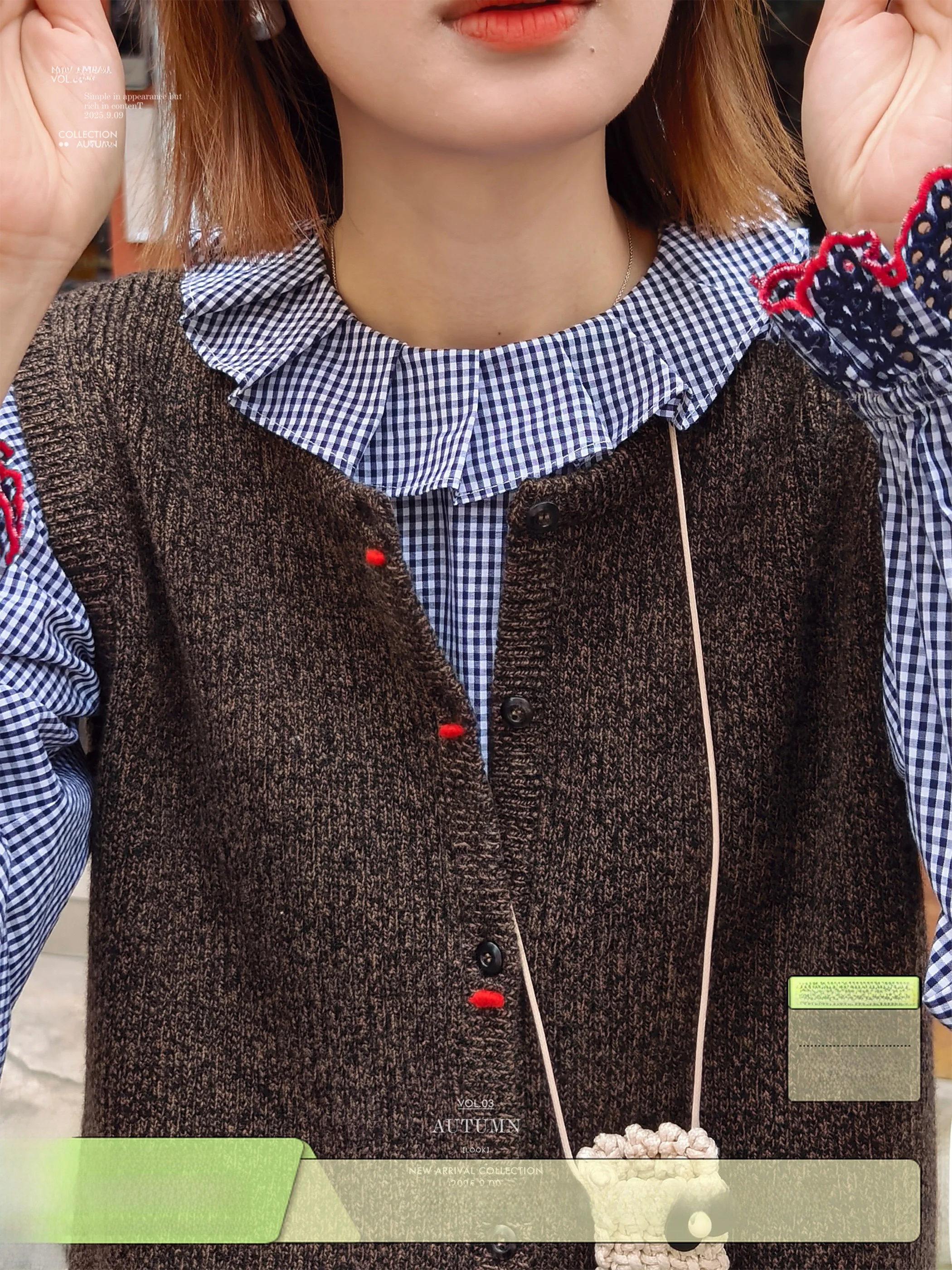 

00 Wool Knitted Vest round Ne Button up Bal Warm Casual Vintage Sle Women's Faion Spring Collection Item