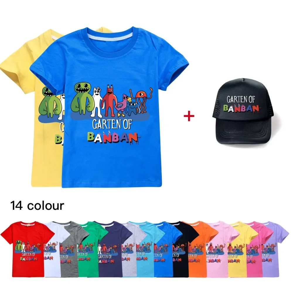 

Summer Kids Garden of Banban T-shirt Children Cartoon Anime T Shirt Toddler Baby Short Sleeves Tshirt & Baseball Cap Hat