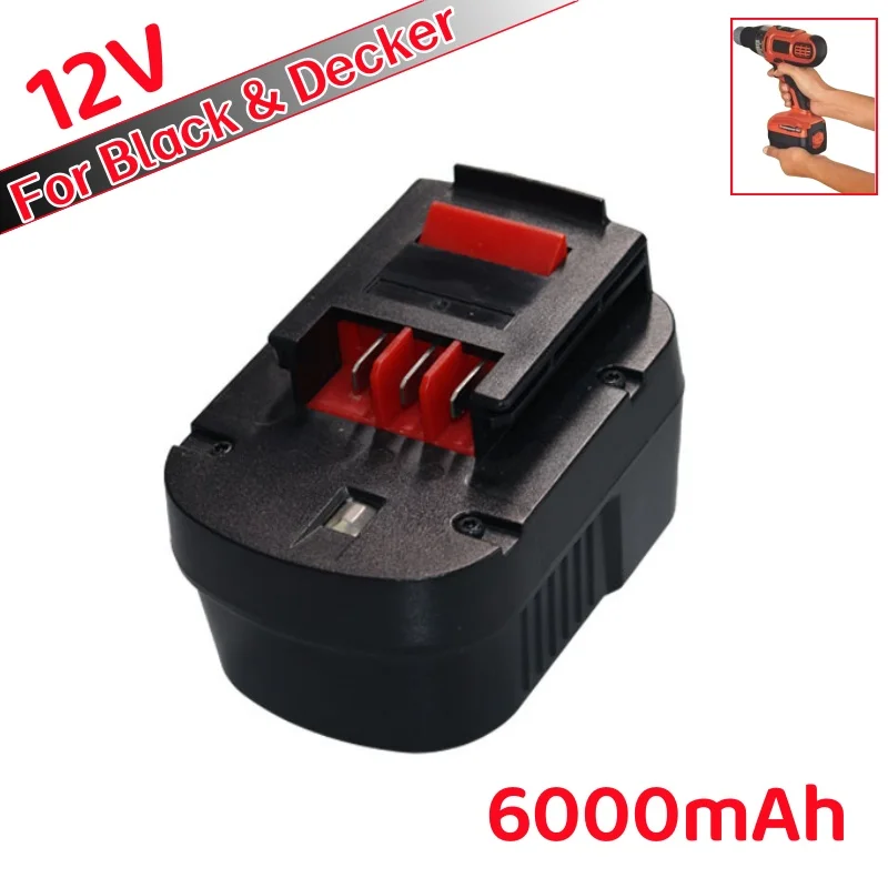 12V Ni-MH Replacement Battery For Black&Decker A1712 A12 A12-XJ A12EX B-8315 BD1204L FS120B HPB12 Power Tools 6.0Ah