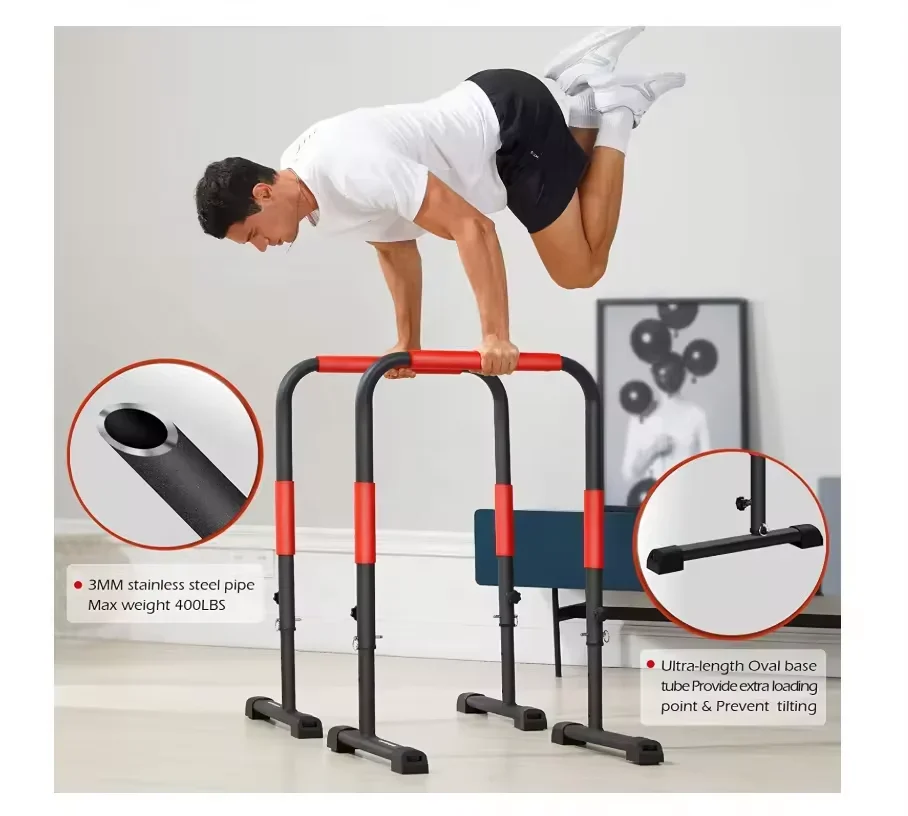 

Height Adjustable Gymnastic Parallel Bars Pull Up Dip Training Station