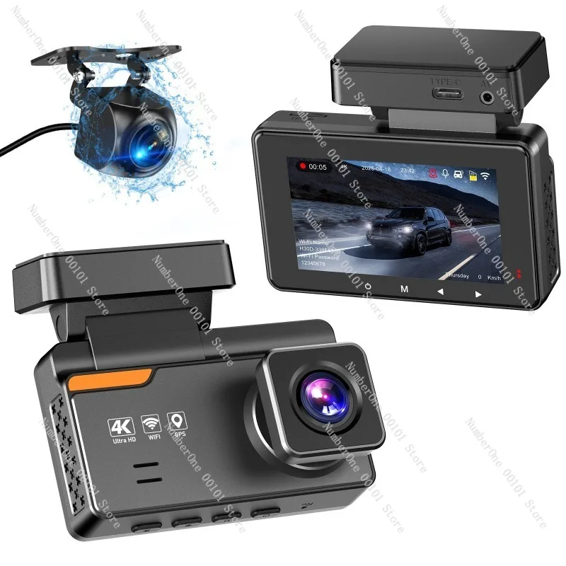 Hot 4k+2K 4k Dual Camera Driving Recorder with WiFi GPS BSD