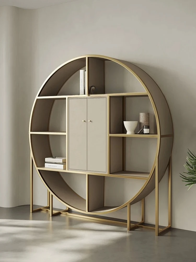 

ZZ элитная книжная полка из нержавеющей стали, полка Богу, новая китайская чайная комната, витрина, вилла, чайный шкаф Duobao