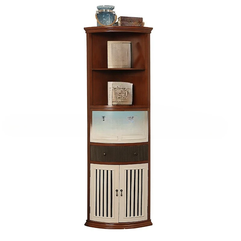 

American solid wood triangular cabinet living room dining corner cabinet European wine cabinet dining room corner cabinet locker