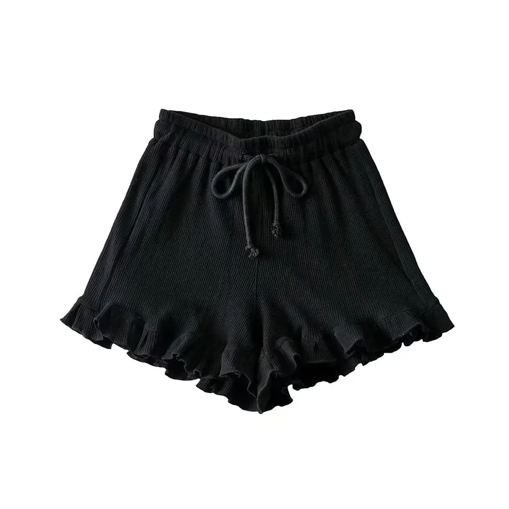 2025 New Summer Ruffled Shorts Fashion Women Y2K Solid Higt Waist Comfortable Loose Short Pants Casual Streetwear Chic Clothing