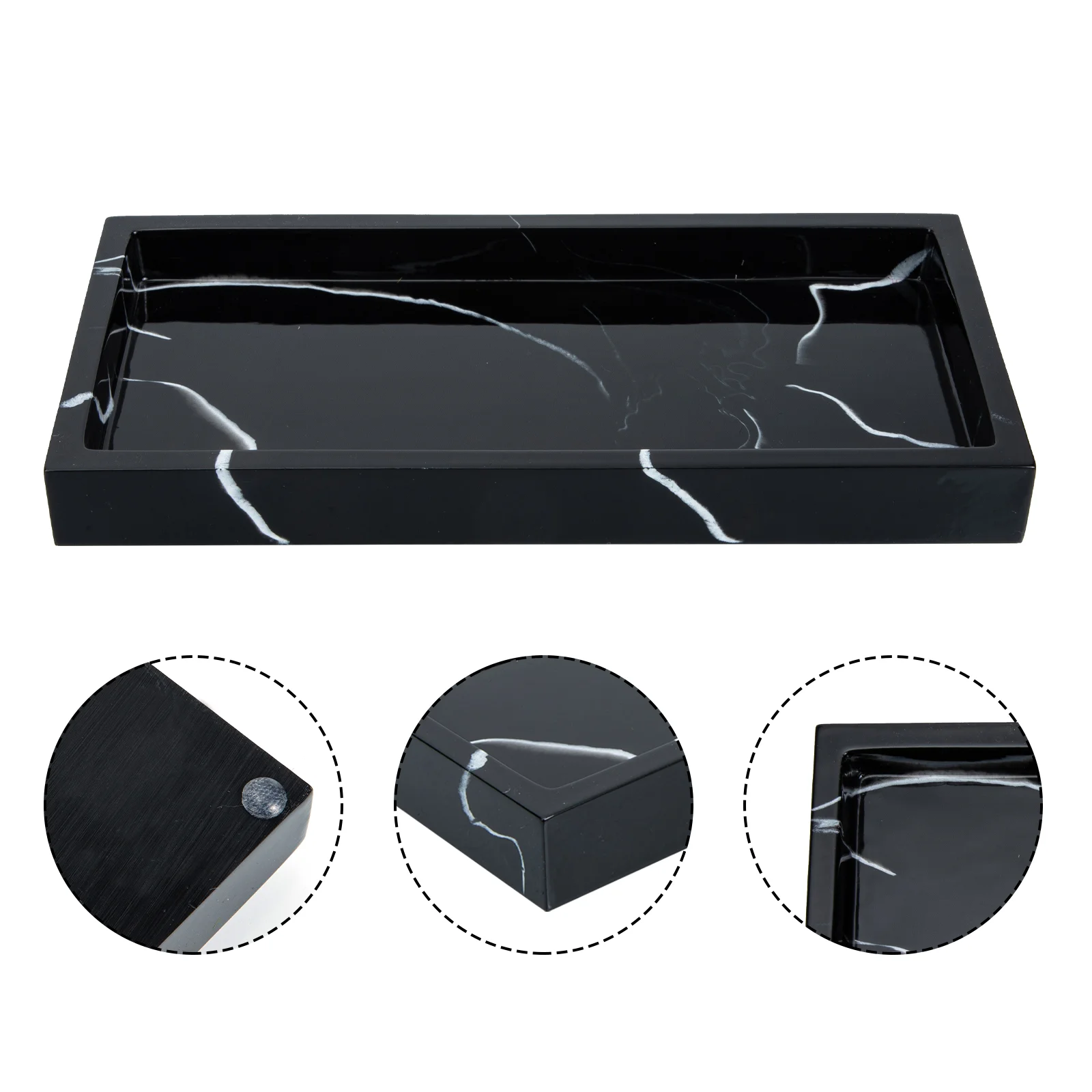 

Black Tray Decor Bathroom Plate Storage Box Soap Resin Sundries Organizing Jewelry