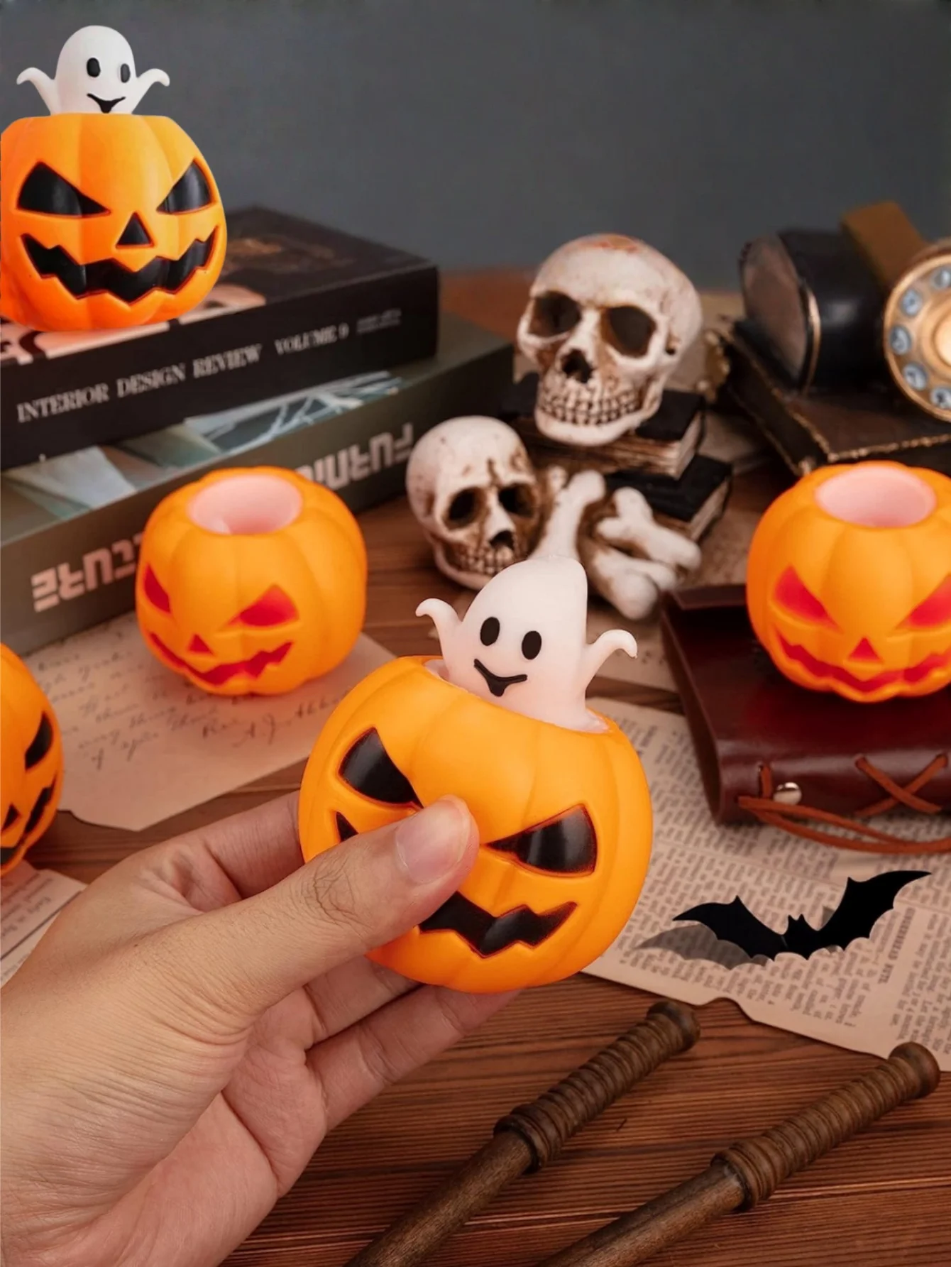 1/3/5PCS Halloween Kürbis Geist Squeeze Prise Spielzeug Gefälligkeiten Halloween Party Liefert Stress Relief Zappeln Spielzeug geburtstag Geschenke