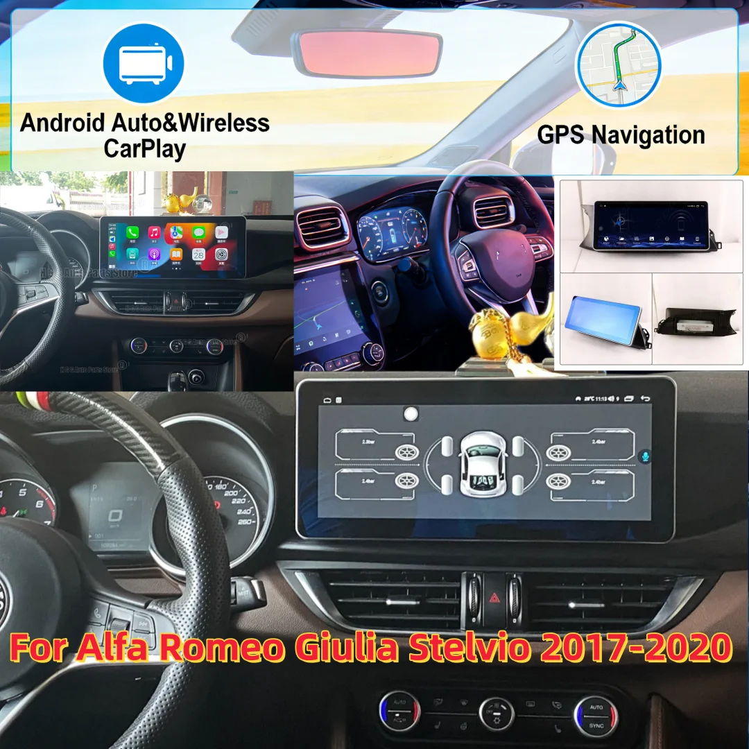 Car CarPlay Screen Android Radio For Alfa Romeo Giulia Stelvio 2017-2020 Multimedia Stereo Video Player BT FM Head Unit 12.3INCH