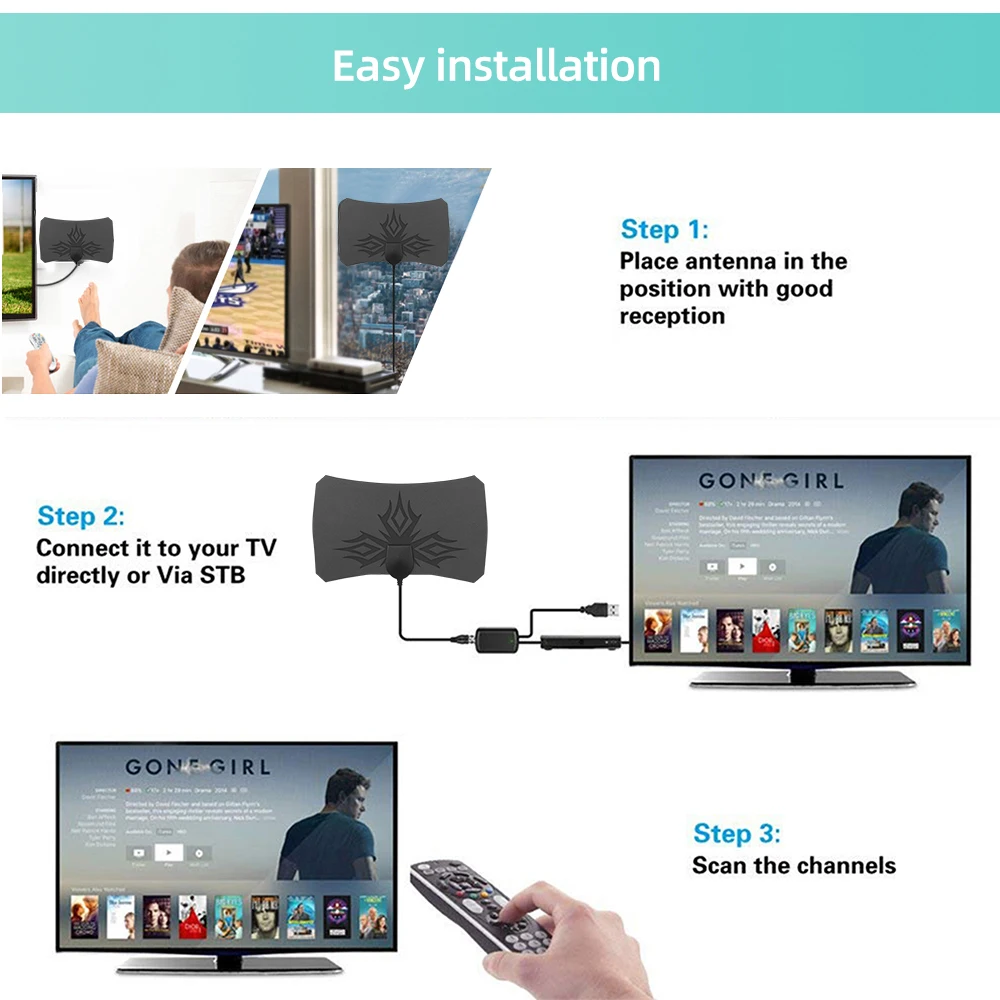 3000 ميل 8K الرقمية DVB-T2 هوائي التلفزيون مع مكبر للصوت الداعم 1080P الجوي ل غطاء خارجي للسيارة هوائي RV السفر داخلي التلفزيون الذكية