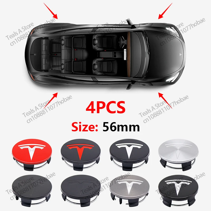 For Tesla Model 3 Model Y Badge Cover Hub Cap 4 Pieces 56mm Hub Center Cap For Tesla Model Y X S Personalized Car Accessories